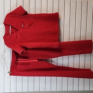 EUC Figs Women's Vibrant Red High Waisted Isabel Scrubs Pants Small